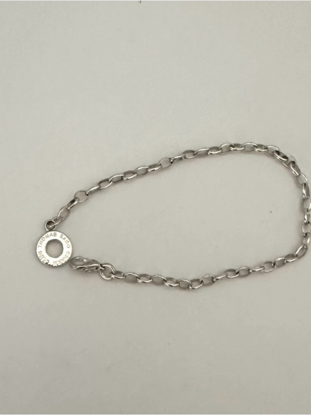 Silver 925 Link Chain Bracelet with Round Tag